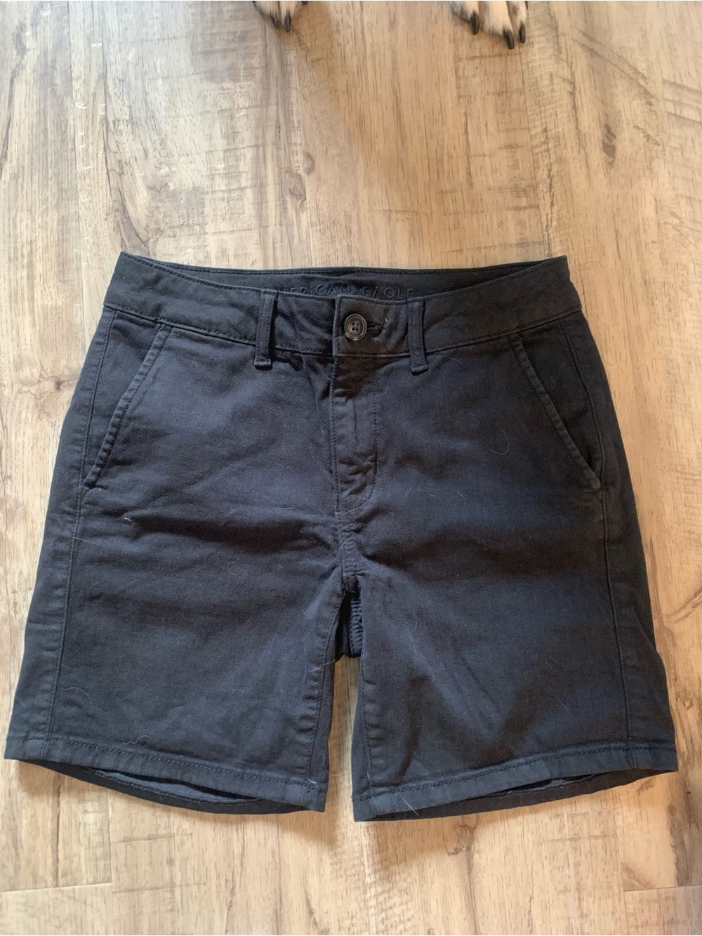 American Eagle Faded Black Khaki Bermuda Shorts